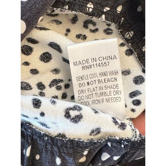 THML Women's Sleeveless Ruffle Peplum Top XS Tiered Animal Dot Print Boho Blouse - Picture 9 of 12